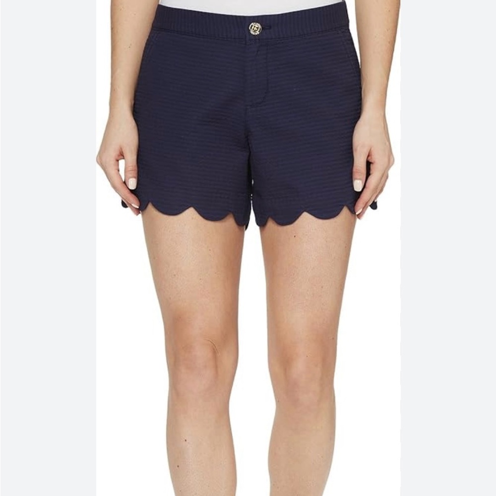 Lilly Pulitzer Blue High Waist Scalloped Buttercup Shorts Size 0